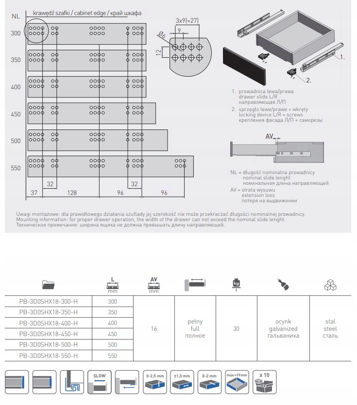 Prowadnica GTV MODERN SLIDE PB-3D0SHX18-350-H Marka GTV