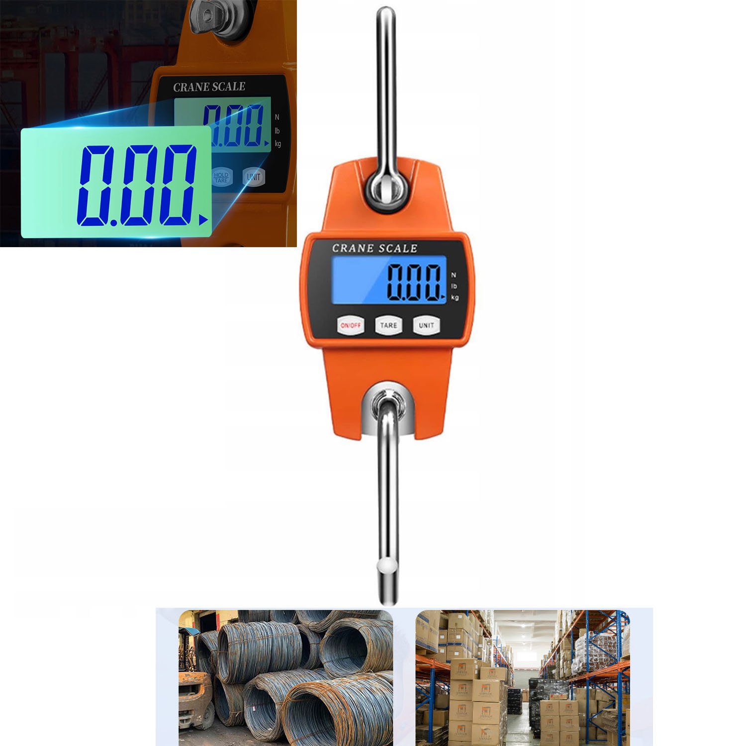 LCD Závěsná háková rybářská váha 300 kg 660lb