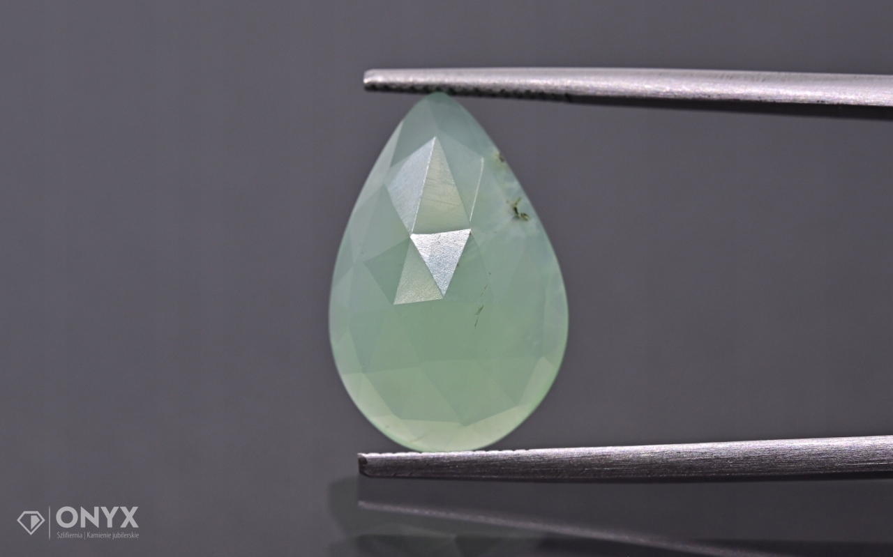 Chrysopraz fasetovaná rozeta slza 17x11 mm