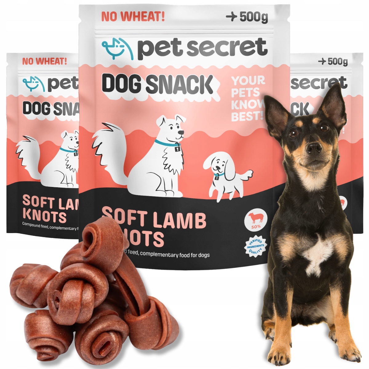 Pochoutky pro psa 3x500 g Měkké uzlíky z jehněčího masa Pet Secret