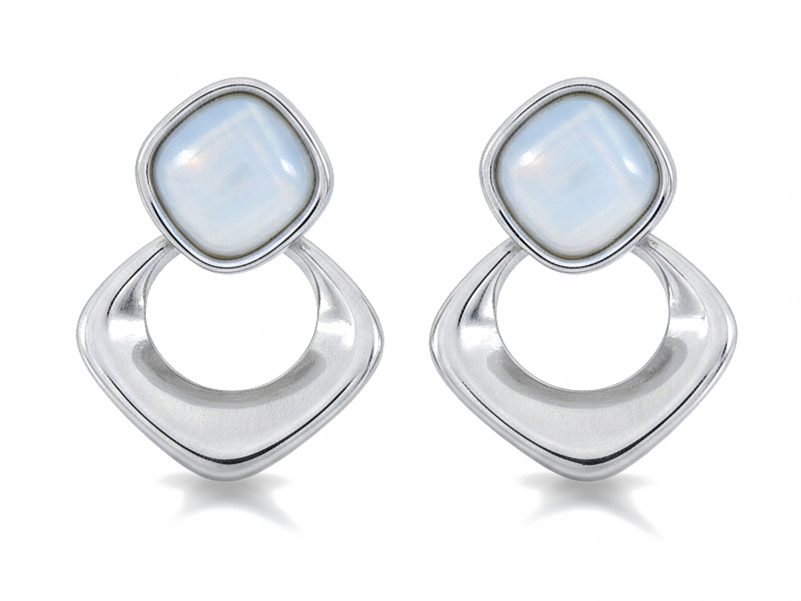 Stříbrné náušnice pro ženu 925 Romby s perleťovou hmotou jako dárek pro ni