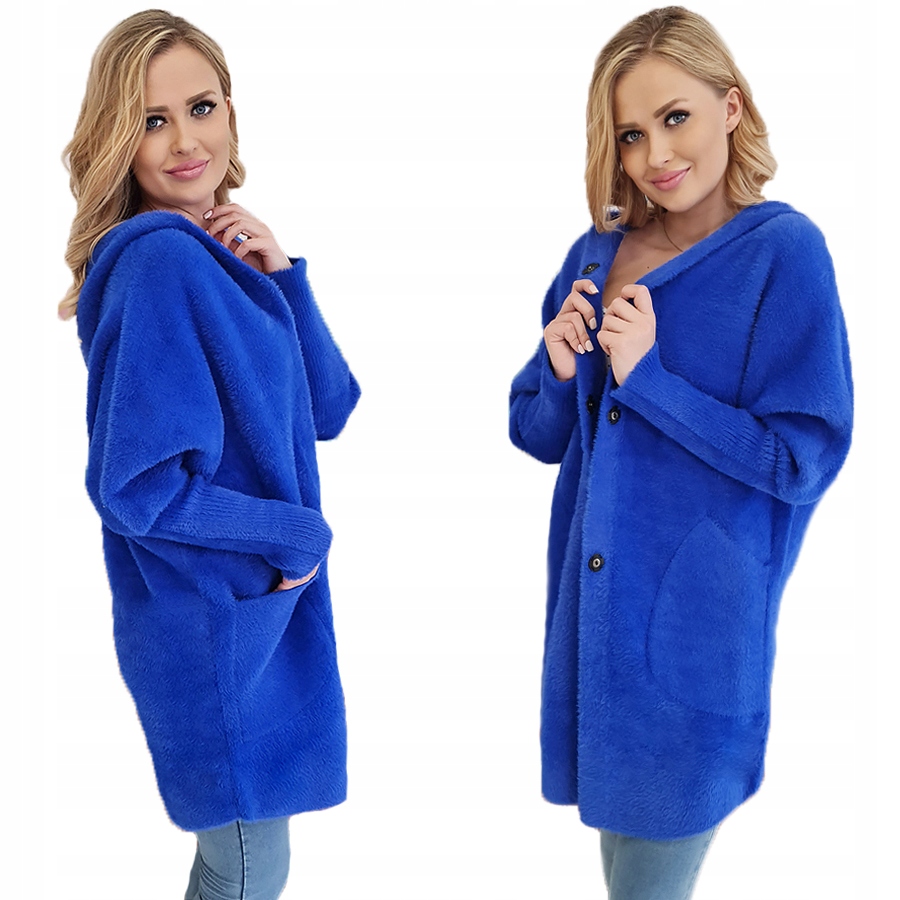 Kabát Alpaka Kapuce Vlna Barvy Oversize Chabrová