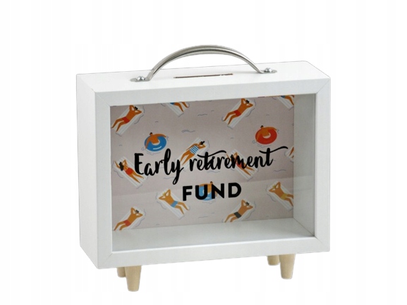 

Skarbonka walizka biała drewniana przeszklona