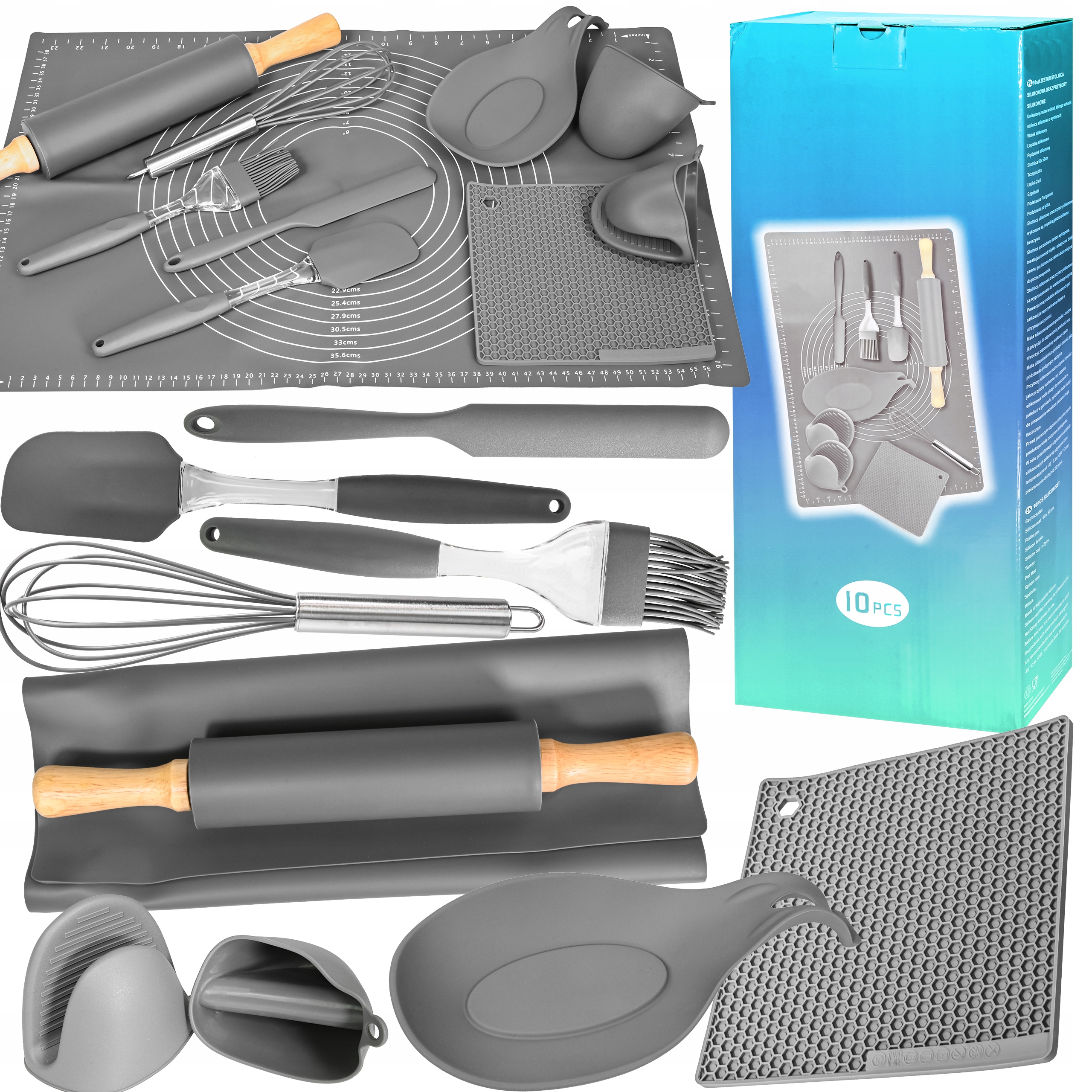 

Zestaw Kuchenny Silikon Drewno Metal 10w1 XXL