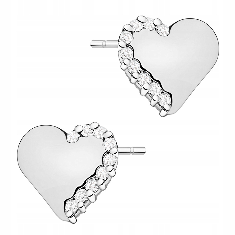 Zlaté Náušnice pr. 585 Srdce s Brilianty 0,10 ct