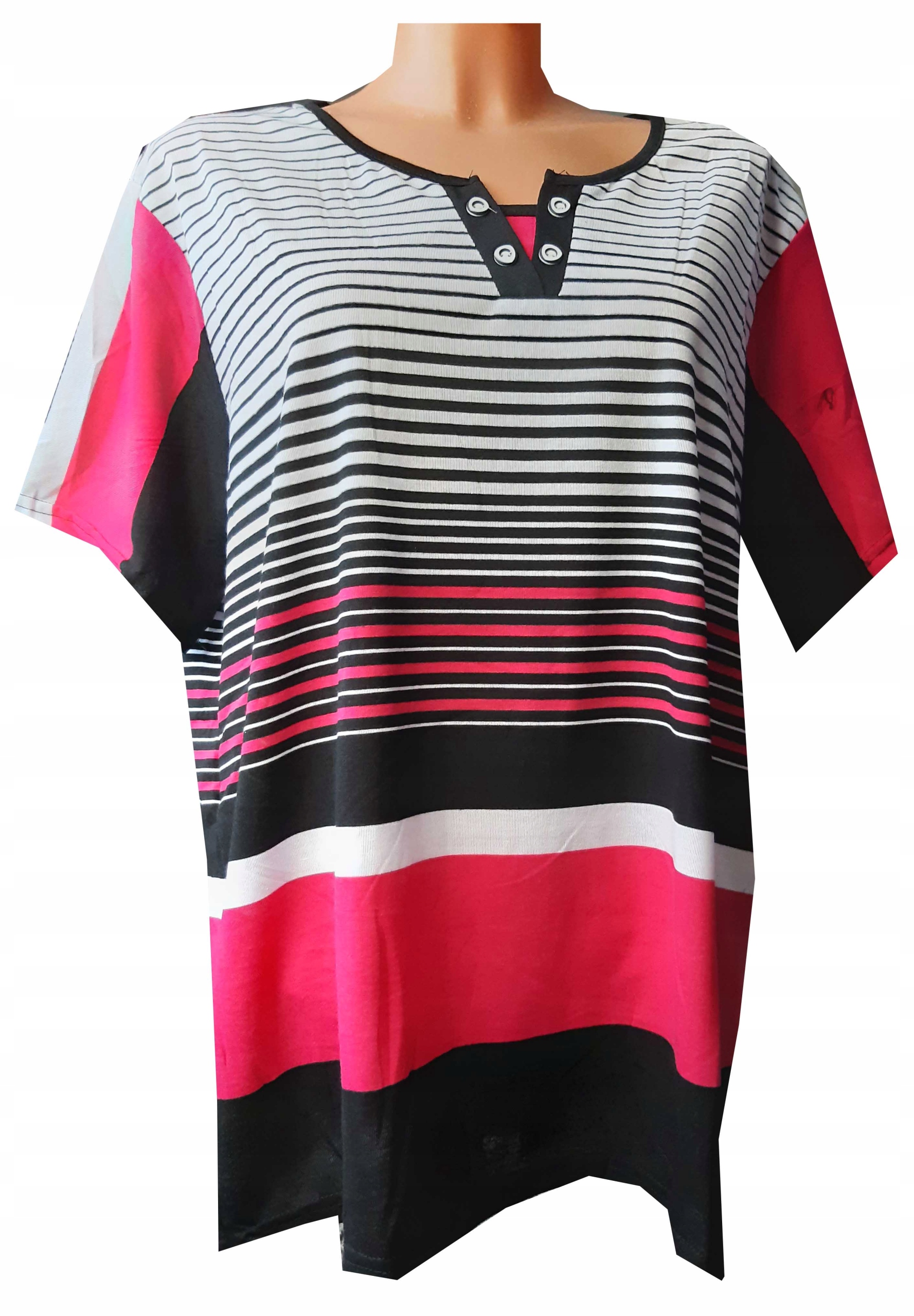 

Bluzka Koszulka kobieca guziki paski XXXXL 4XL