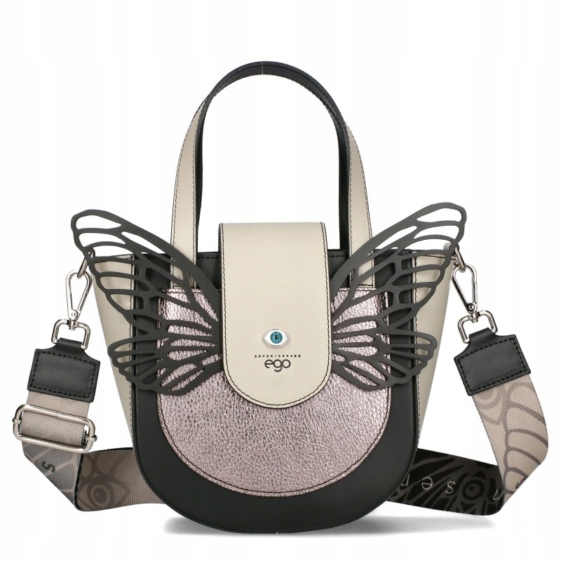 Dámská Kabelka Ego Kufřík Přes Rameno, Odnímatelná Křídla, Přírodní Kůže, Logo