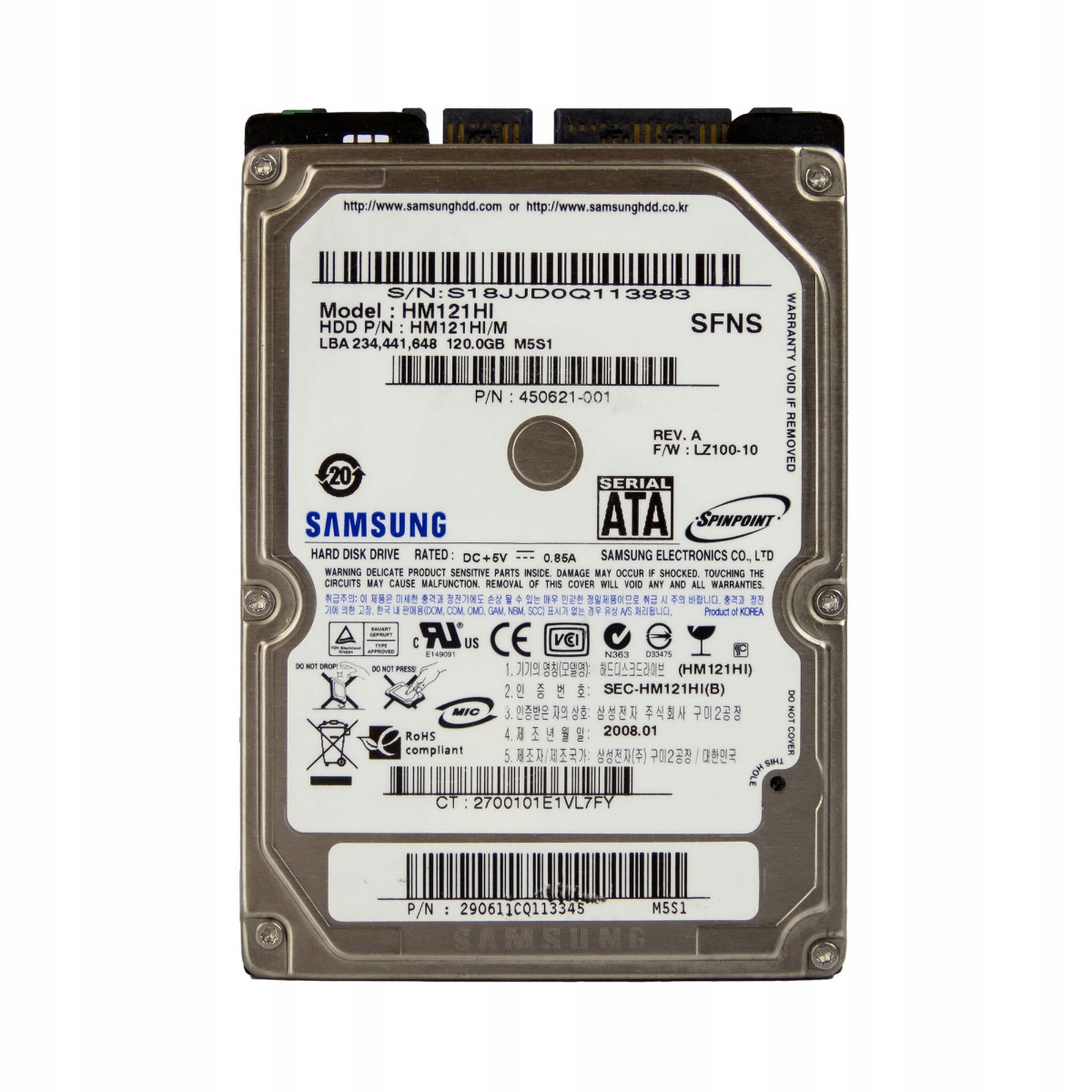 Samsung 120GB 5.4K 8MB Sata 2.5'' HM121HI