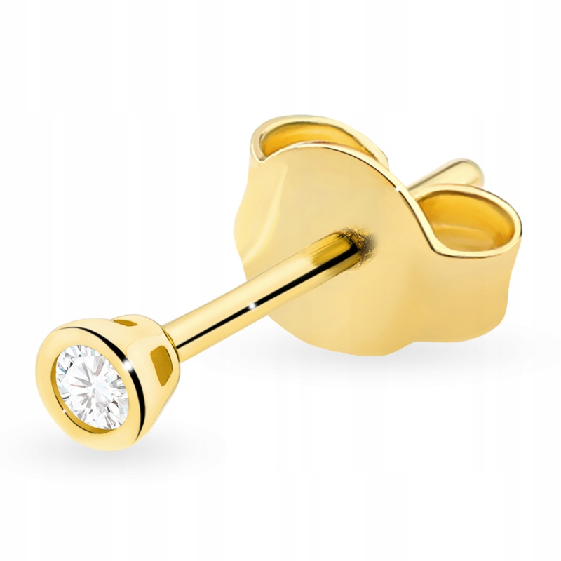 Zlatý Dámský Náušnicový Náušnice na tyč pr. 585 Bílá Kulatá Zirkon Kolečko 14k