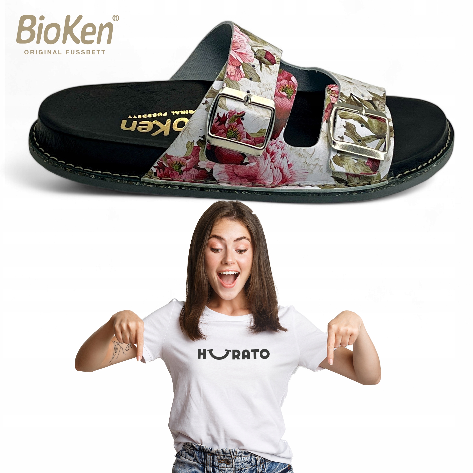 Klapki damskie eleganckie skórzane BioKen ORIGINAL FUSSBETT skóra naturalna Płeć kobieta