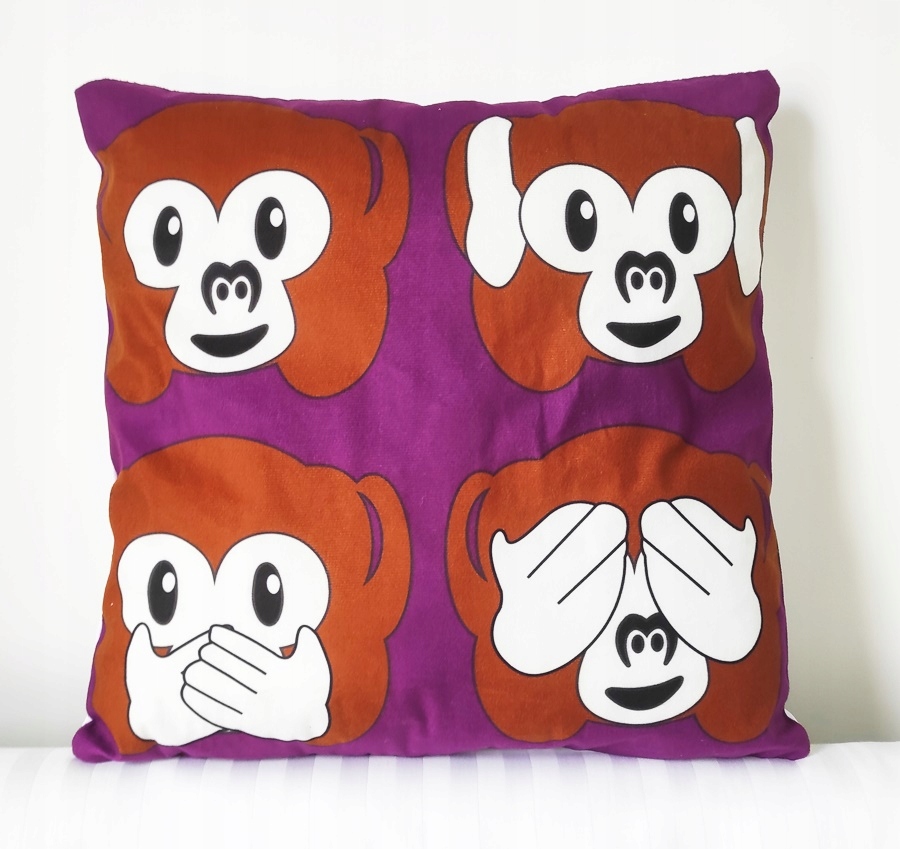 

Poduszka Welur Fioletowa 45x45 Emotki Emoji Małpka