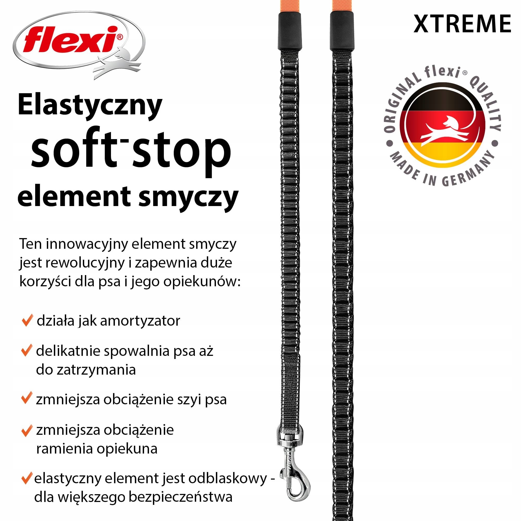Levně Vodítko pro psa Flexi Xtreme, páska, oranžové, vel. M, 5 m, 35 kg