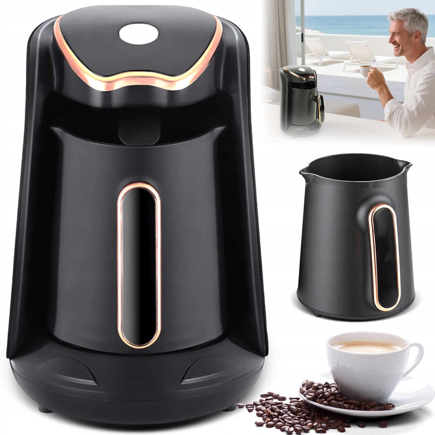 Kawiarka Elektryczna 300ML 4 Filiżanek Ekspres Do Kawy Do Kawy Po Grecku