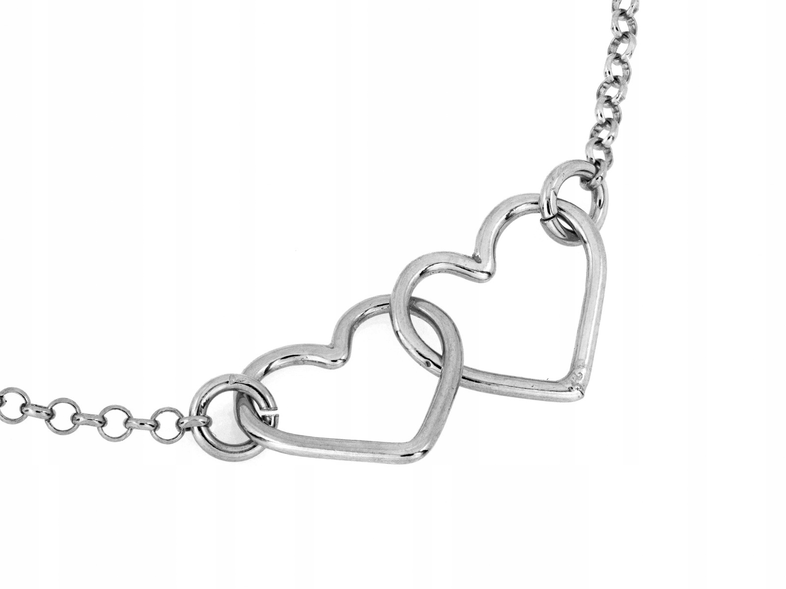 Stříbrný náhrdelník 925 se dvěma srdíčky 2.86 g, velikost 44 jako dárek