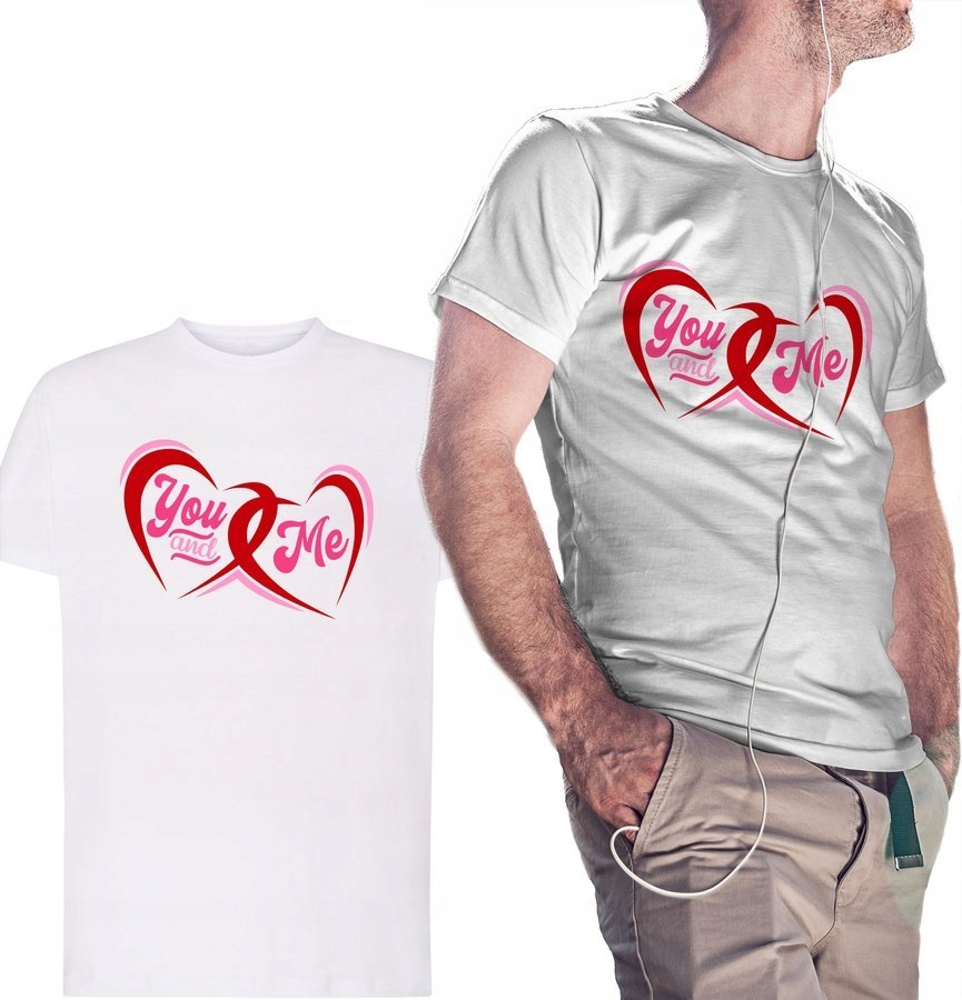 

Koszulka męska You And Me, na prezent, biała 4XL