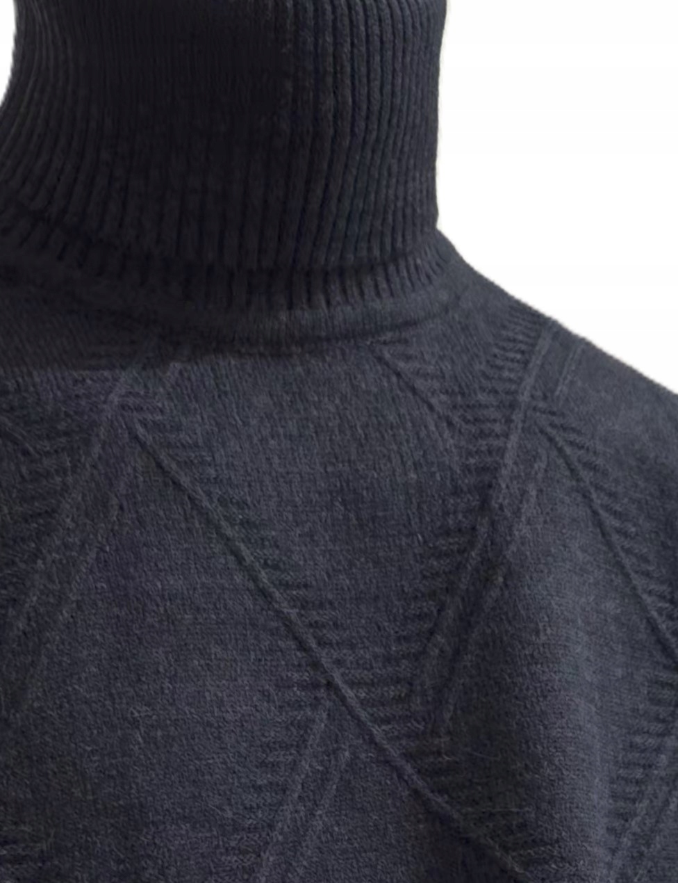 Devir rolák pánský svetr 70% Vlna, barva tmavě modrá, reliéfní vzor L T-620