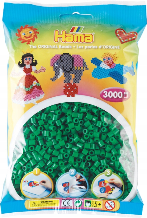 

Koraliki 3000 szt. zielone Hama MIDI 201-10