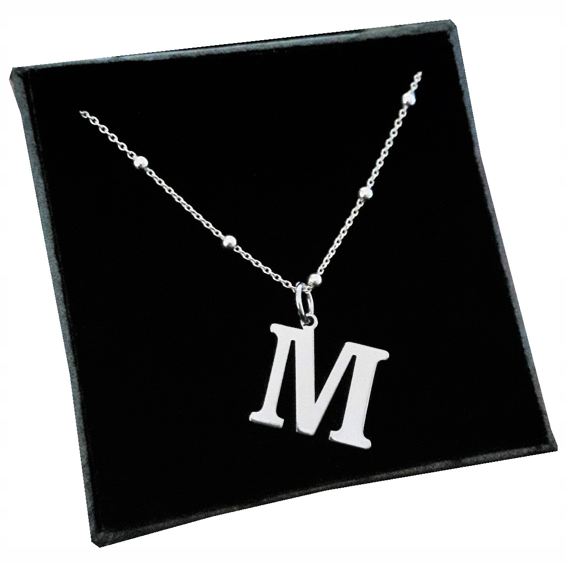 Stříbrný kuličkový řetízek s velkým písmenem M SREB925