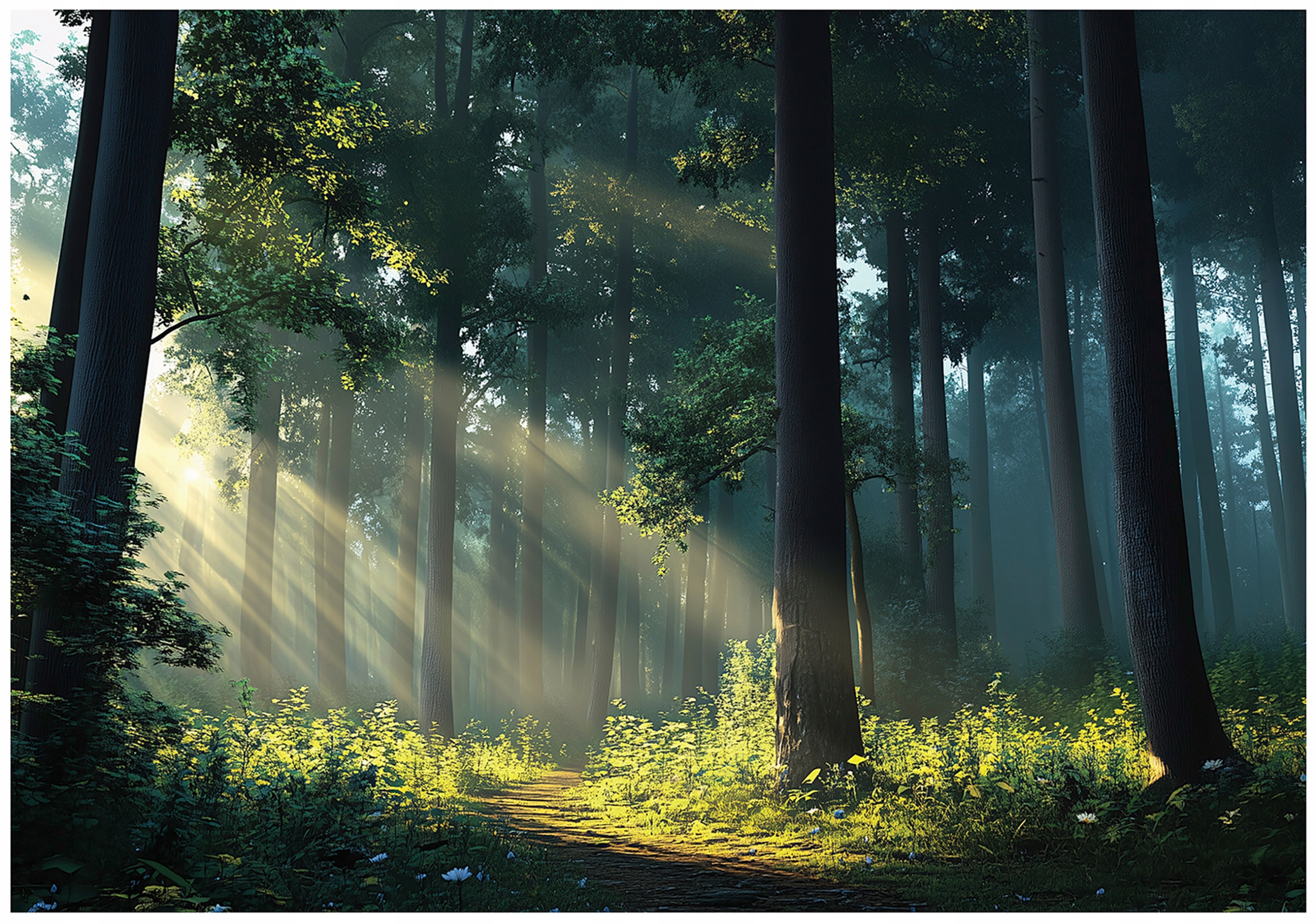 Fototapeta Zelený Les Stromy Slunce Příroda Krajina 300x210