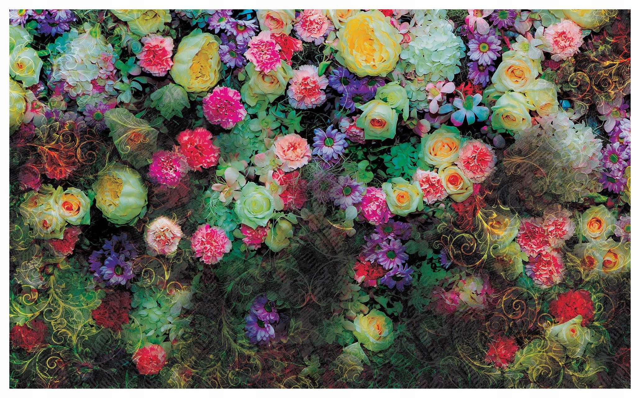 Vliesová fototapeta Květinový ráj Barevné květiny do obývacího pokoje 254x184 lepidlo