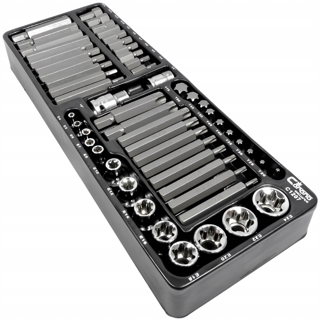 BITÓY ZESTAW IMBUS H4-H14, TORX T20-T70 I TORX E4-E24, STAL S2, 55 EL WKŁAD Waga produktu z opakowaniem jednostkowym 2.3 kg