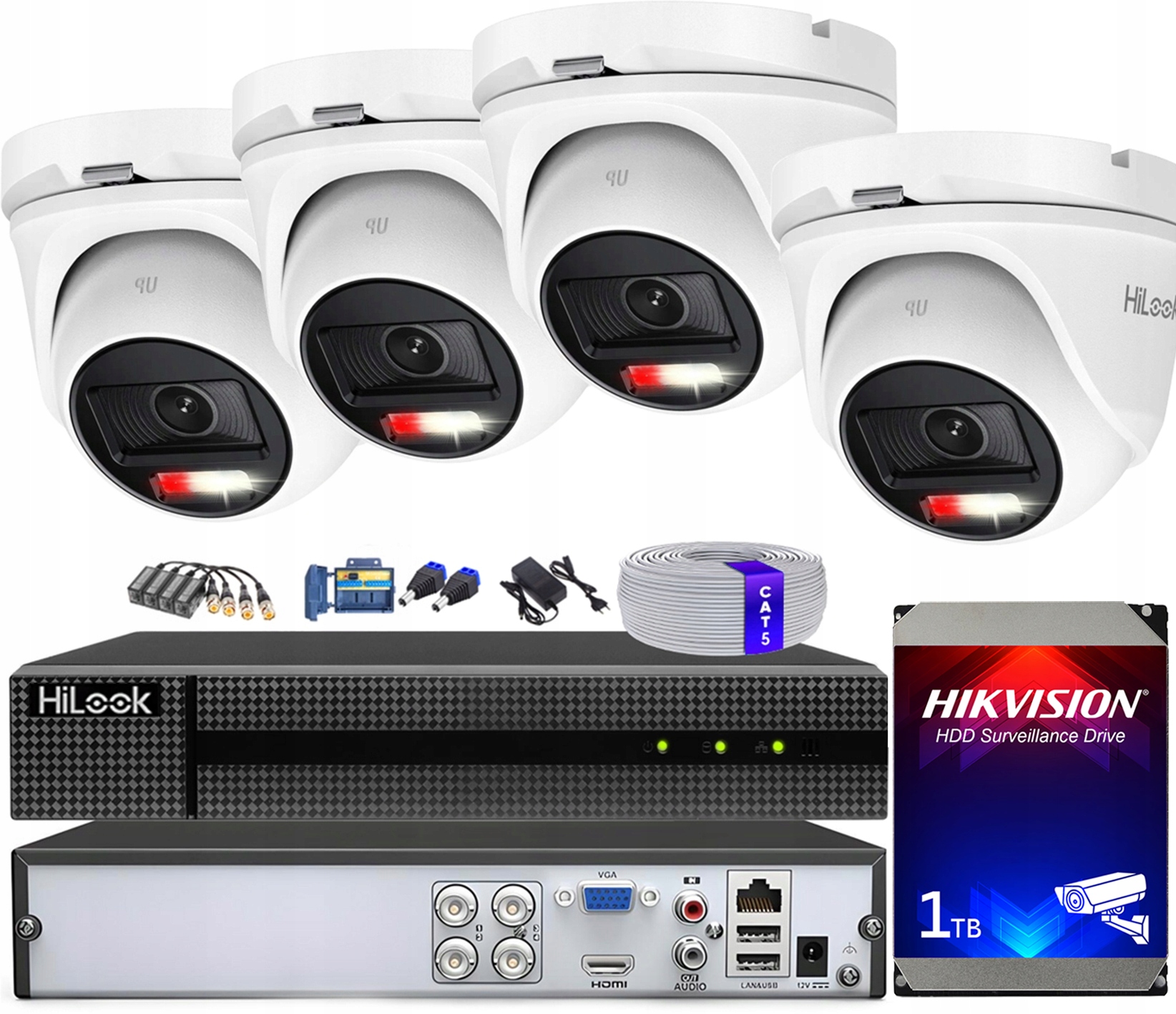 Monitorovanie Cctv Sada 4 kamier 5 Mpx Ir/led Rekordér Disk 1TB Detekcia