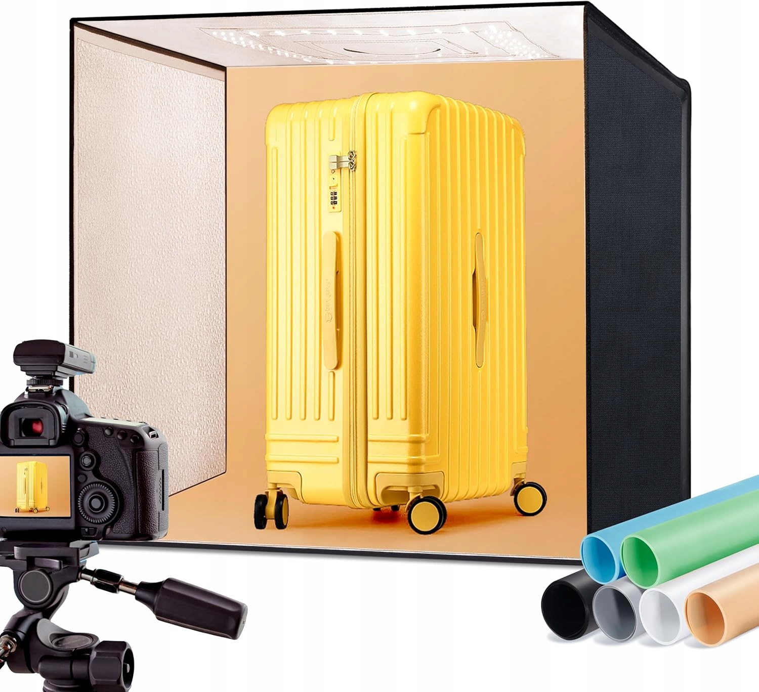 Raleno Photo Box 60x60 cm skládací Led fotografické studio 65W 5500K 97 Cri
