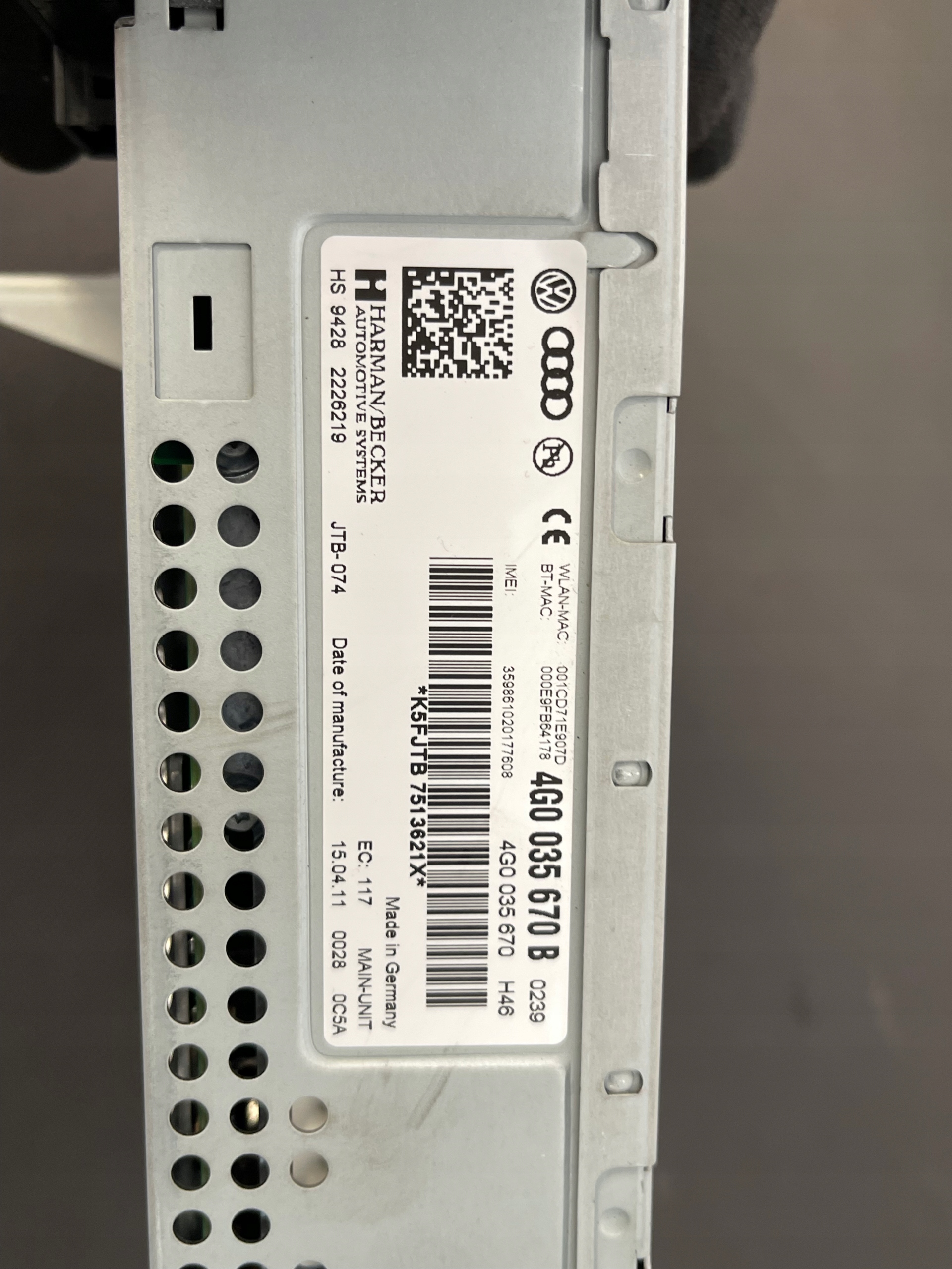 control unit NAVI MMI 3G+ SIM 4G0035670B AUDI A6 A7 S6 S7 EUROPA