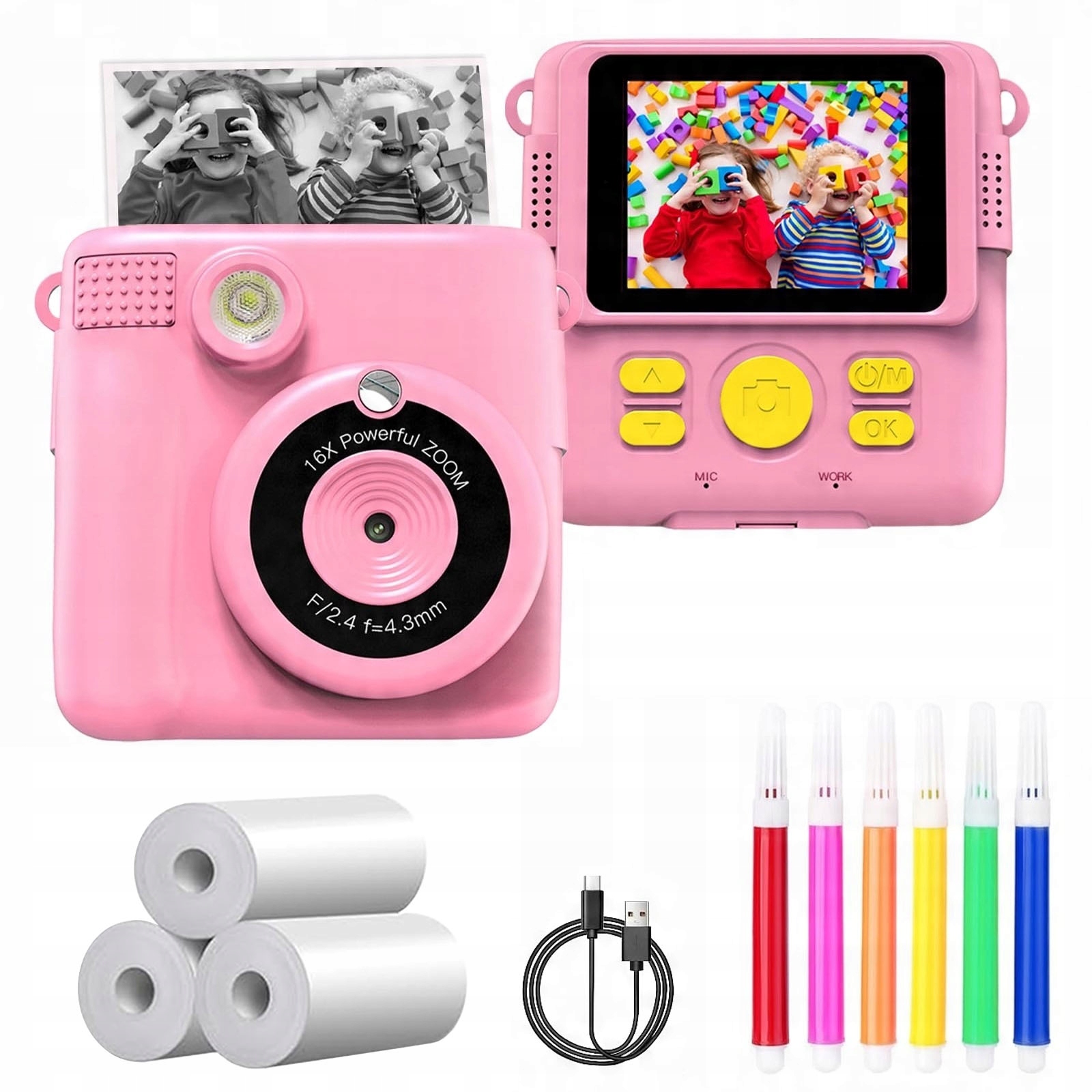 Digitální fotoaparát pro děti Okamžitý s tiskárnou Náplně