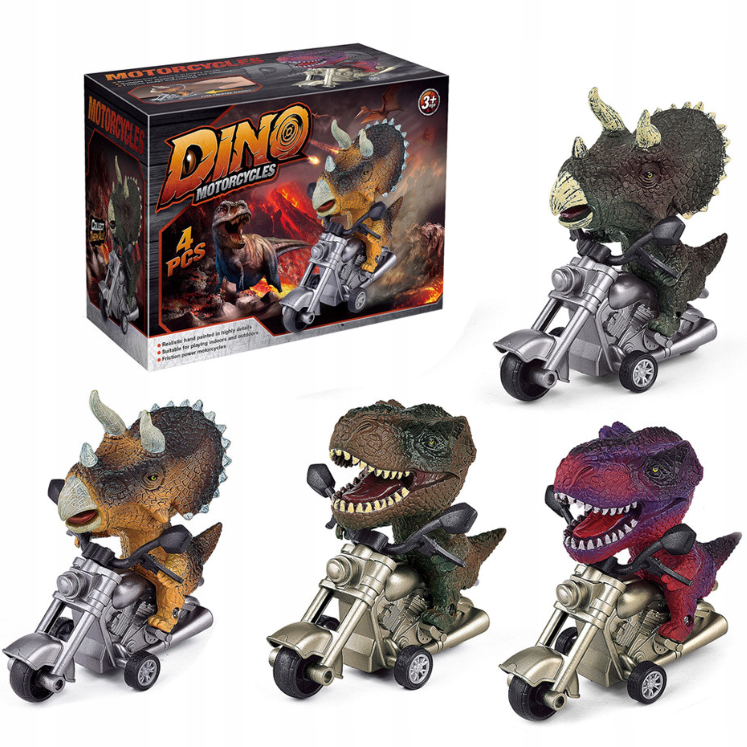 

Zestaw Motorów Dinozaury na Motocyklach 4szt