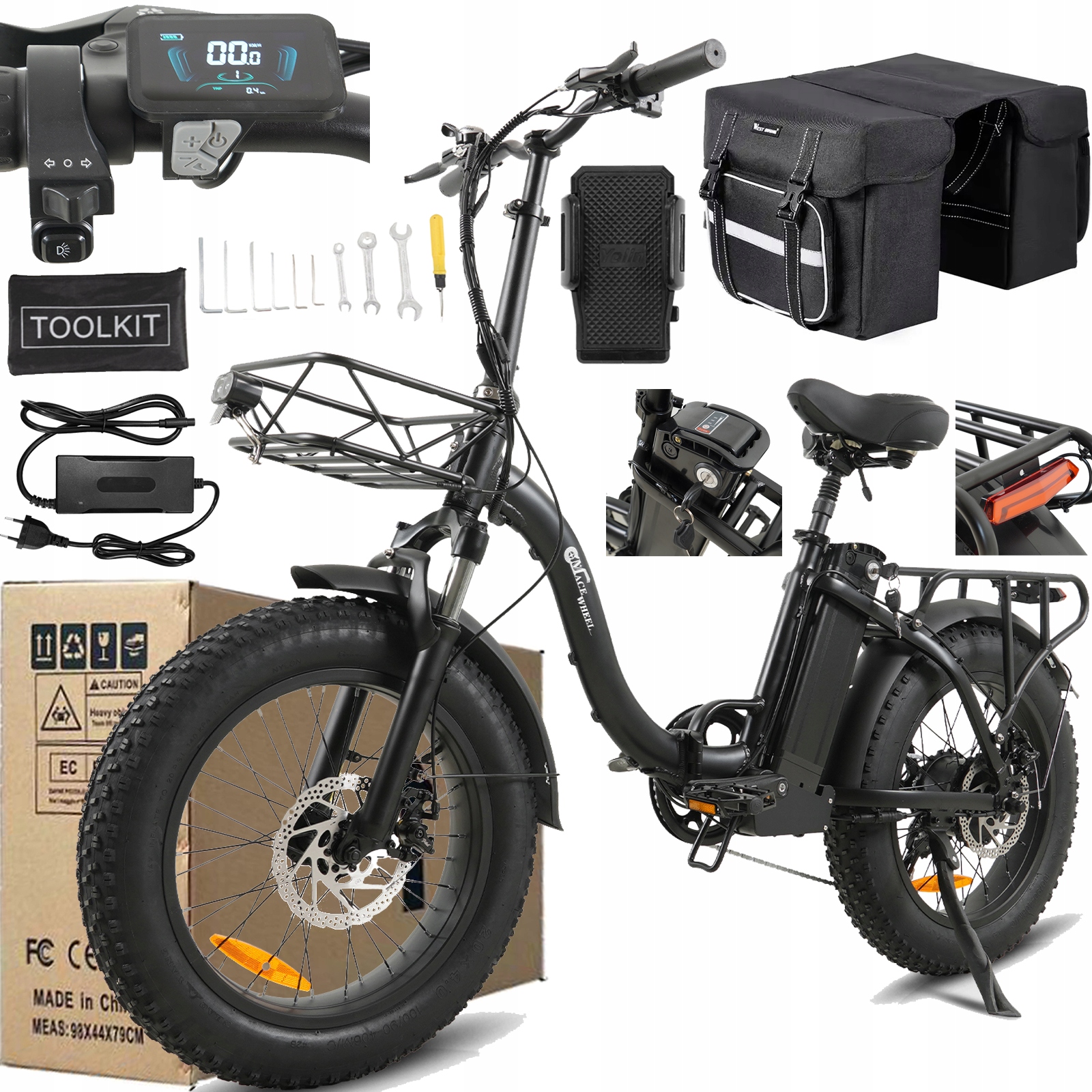 Cmacewheel Y20 Elektrická vozidla 750W 48V 18AH 42KM/H 65KM 20*4" +Dárek