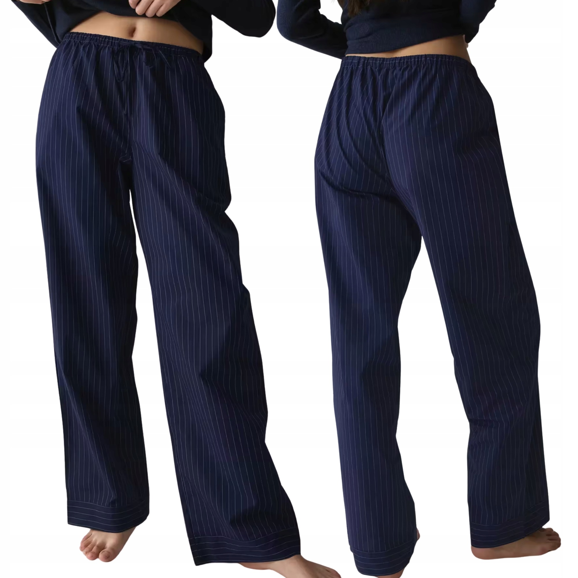 Triumph volné bavlněné kalhoty Mix&Match Poplin tmavě modré s pruhy 36