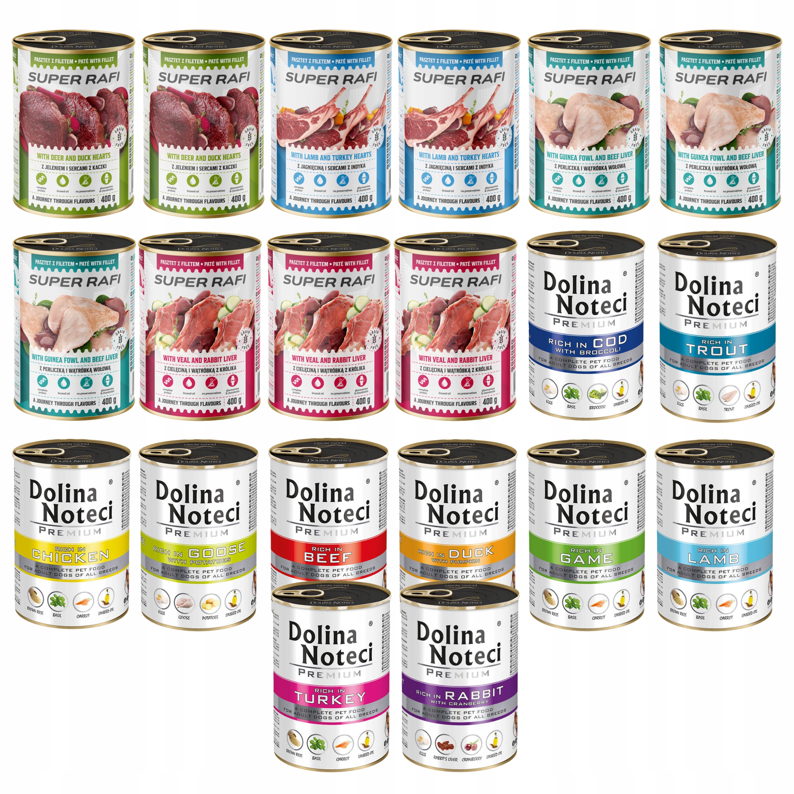 Krmivo pro psy Dolina Noteci Premium Rafi Mix Chutí 20 x 400 g