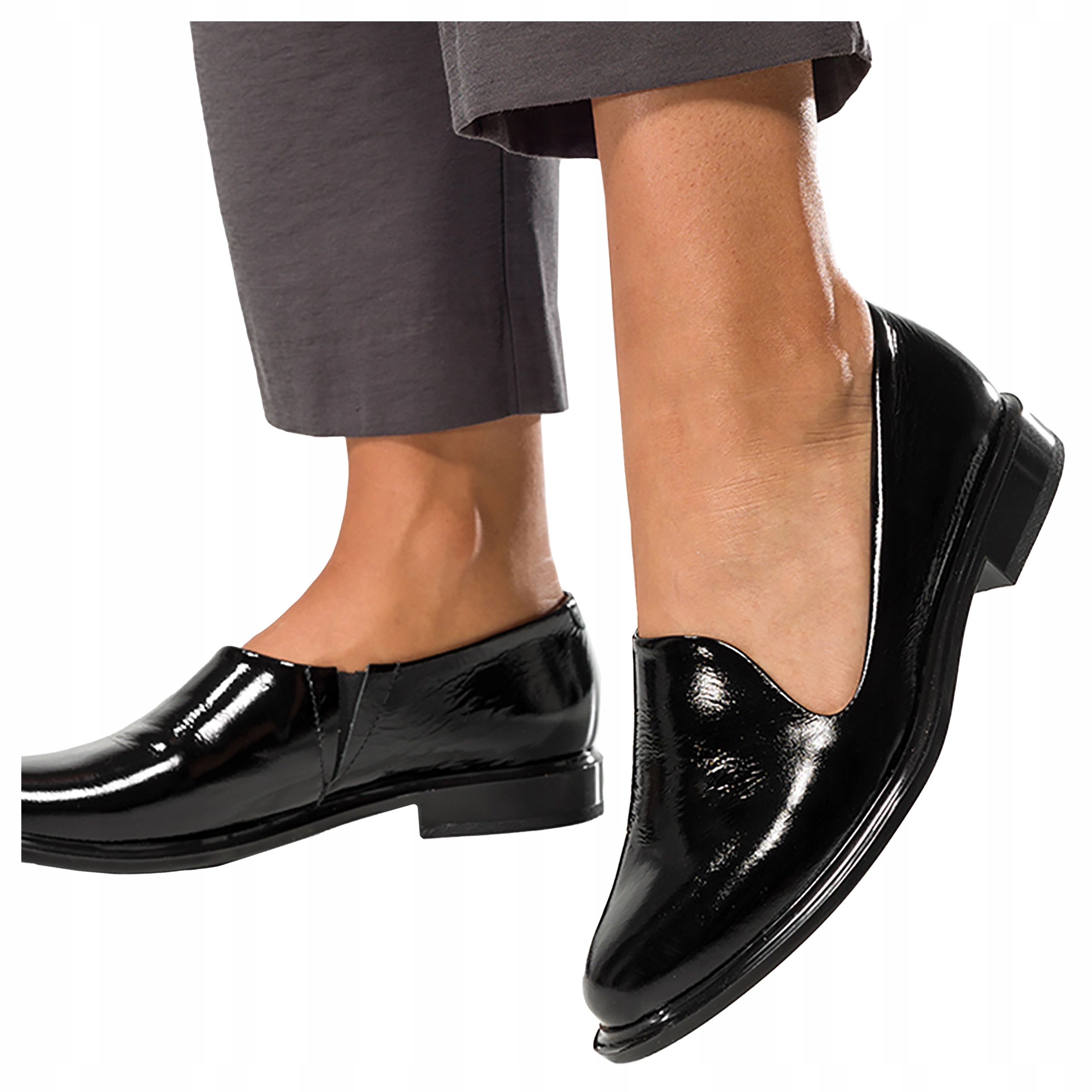 Lakované Dámské Kožené Polobotky Módní Nazouvací Výřezy Ploché r 37