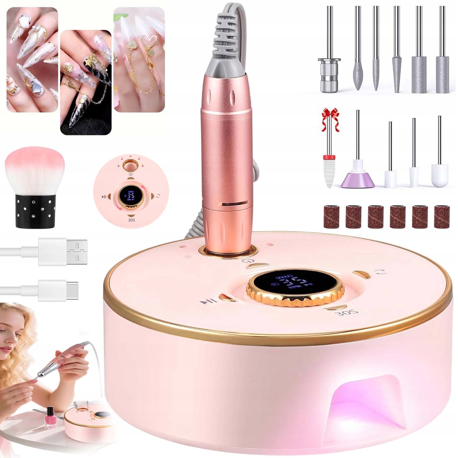 Bruska Na Nehty Manikúra Pedikúra Profesionální Výkonná 2V1 35000 Ot.