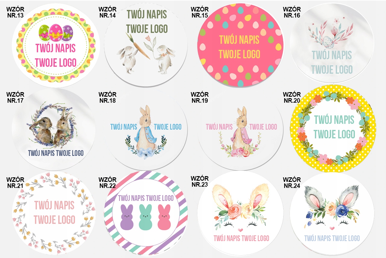 Naklejki wielkanocne firmowe TWÓJ NAPIS/LOGO Producent Inna