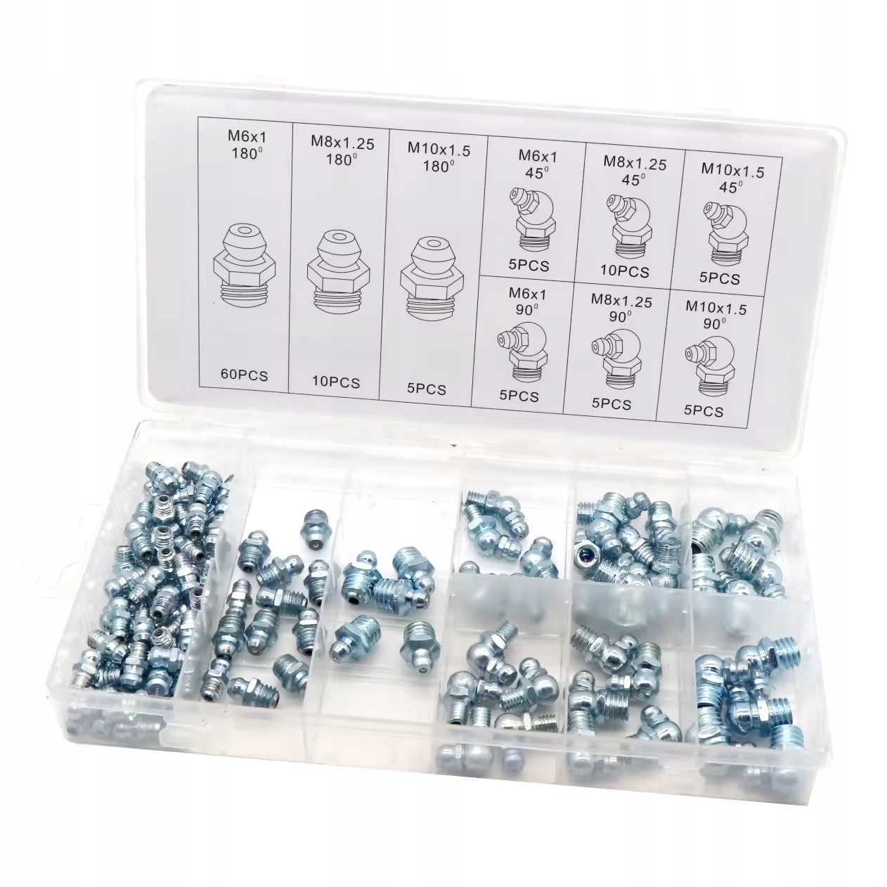 Zestaw Kalamitek Smarowniczek 110 szt Komplet M6 M8 M10 45° 90° 180°