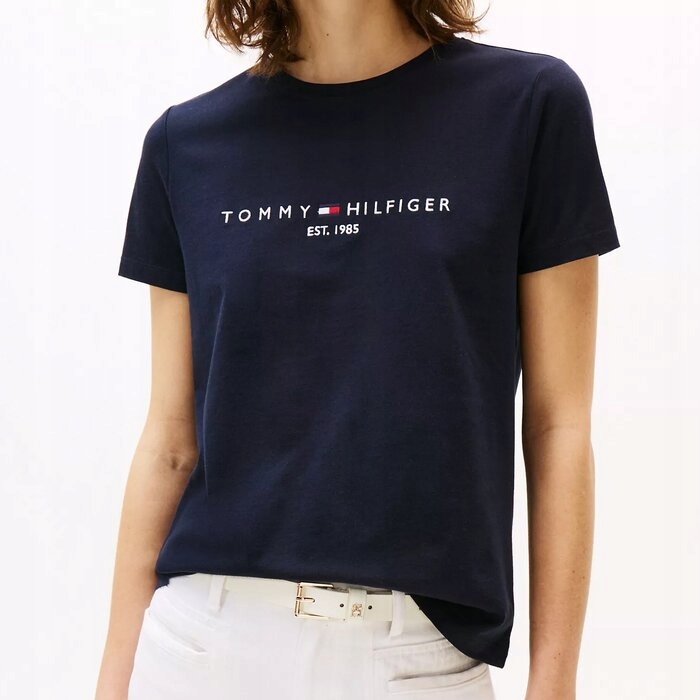 Tričko Tommy Hilfiger bavlněné klasické tmavě modré L (nové)
