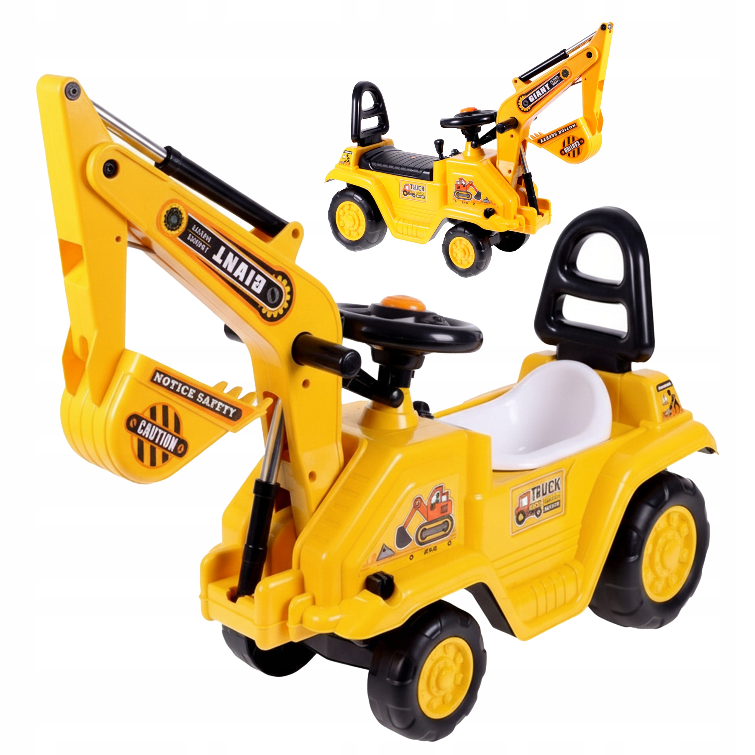 Jeździk duża Koparka do 25kg Ukryty pod siedzeniem Nocnik Ruchoma Łyżka XXL