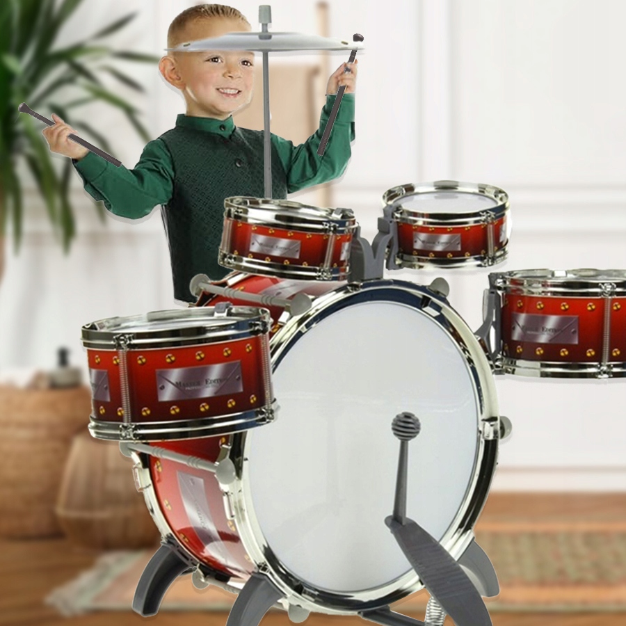 DUŻA PERKUSJA DLA DZIECI ZESTAW 5 BĘBNÓW TALERZ TABORET ZABAWKA INSTRUMENT Rodzaj perkusja