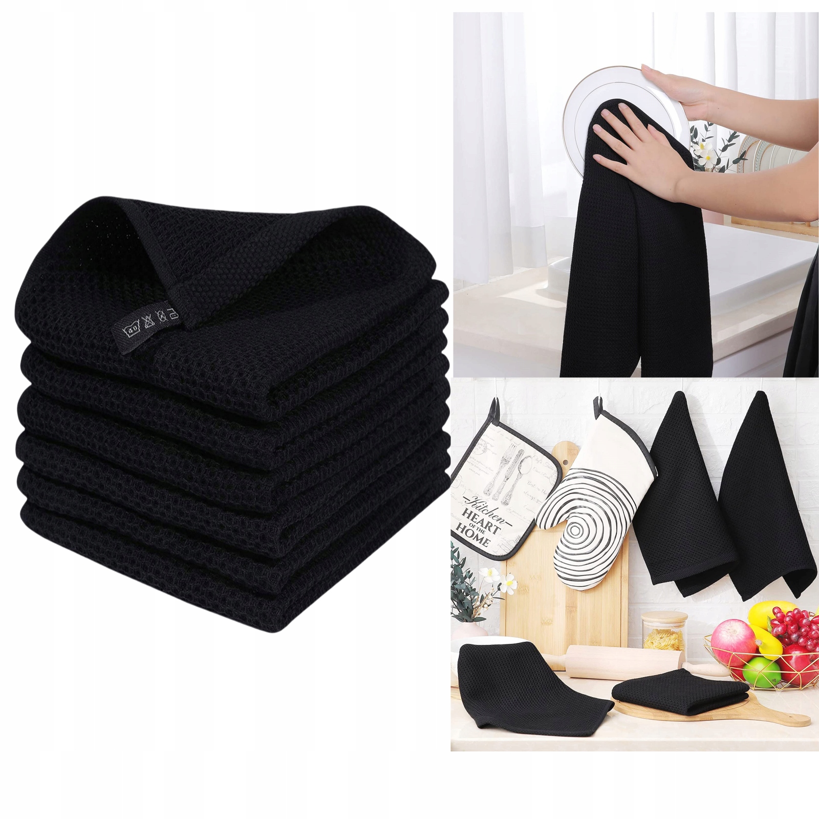 Levně Vaflová utěrka z bavlny, savá, 34x34 cm, pro úklid kuchyně