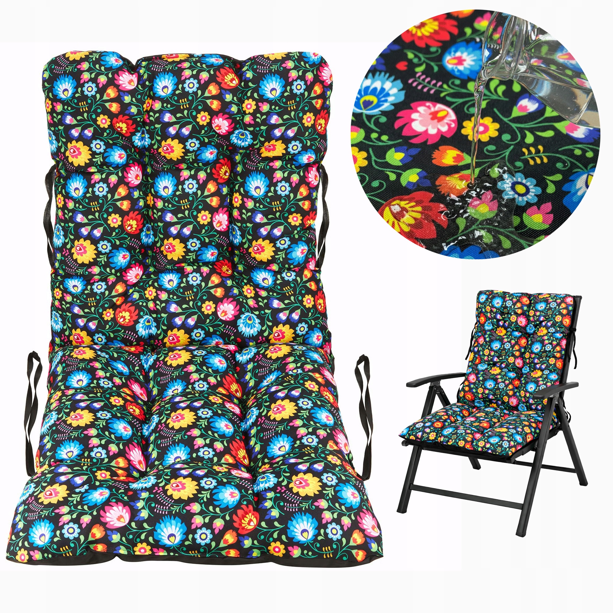 Polštář voděodolný na zahradní židli lehátko měkký nábytek 48x48x48 Folk