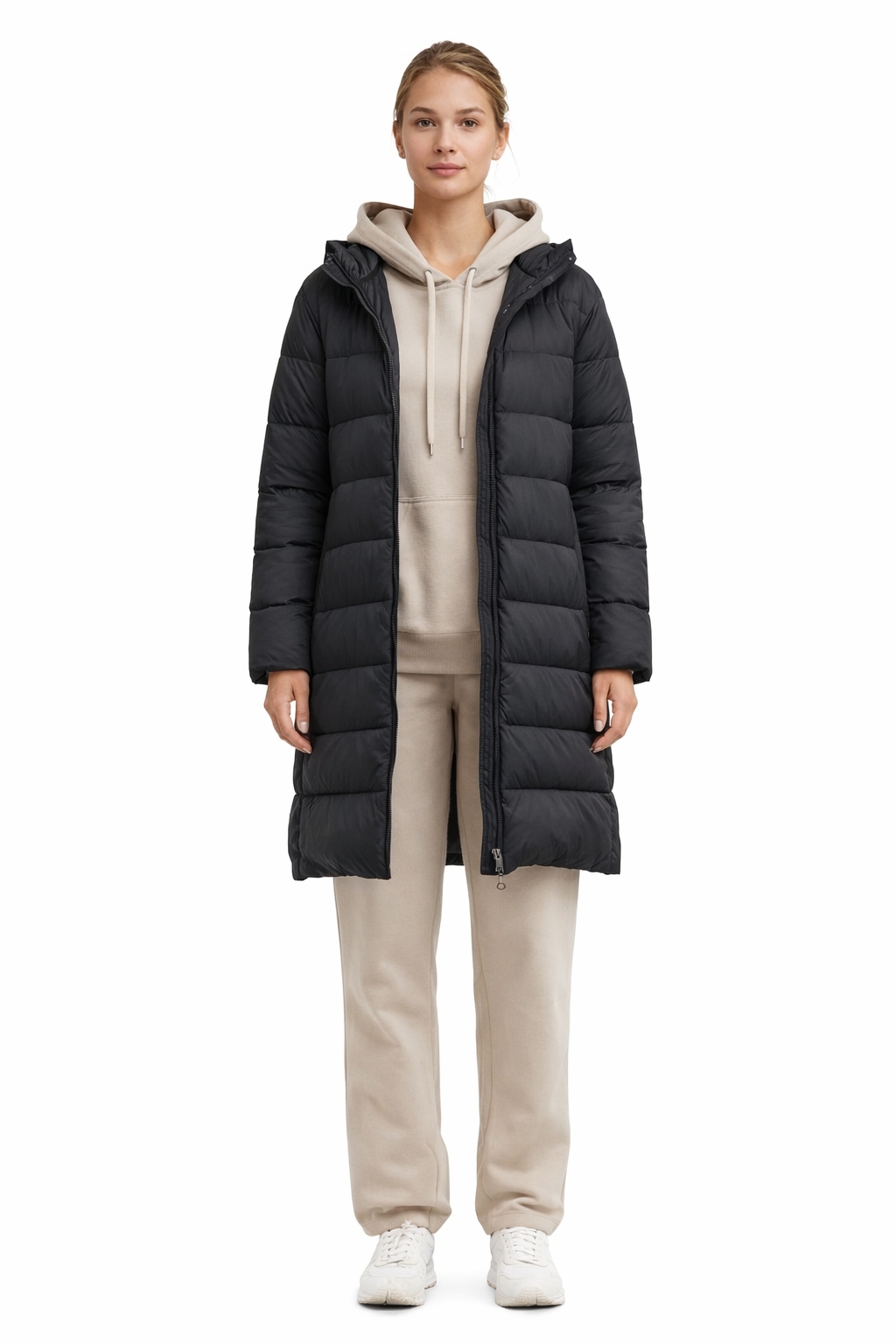 Černá Zimní Prošívaná Bunda S Kapucí I3A