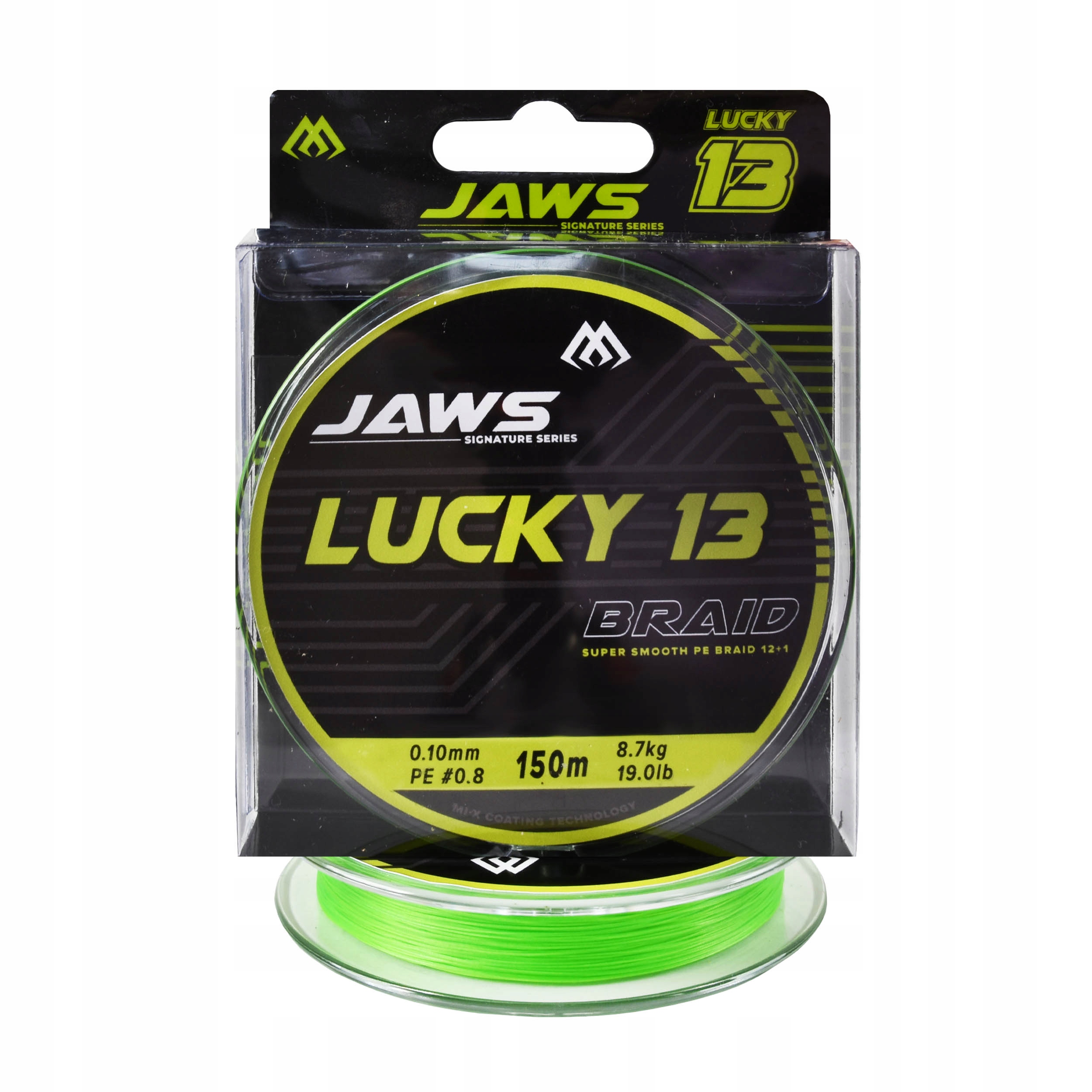 Plecionka Mikado Jaws Lucky13 0.10mm 150m fluo zielona 8,70kg 1szt.