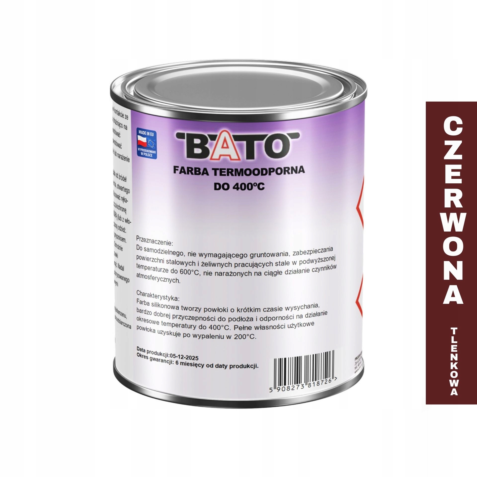 Barva Barva Do 400 C Červená Oxidová 0,8 L Bato