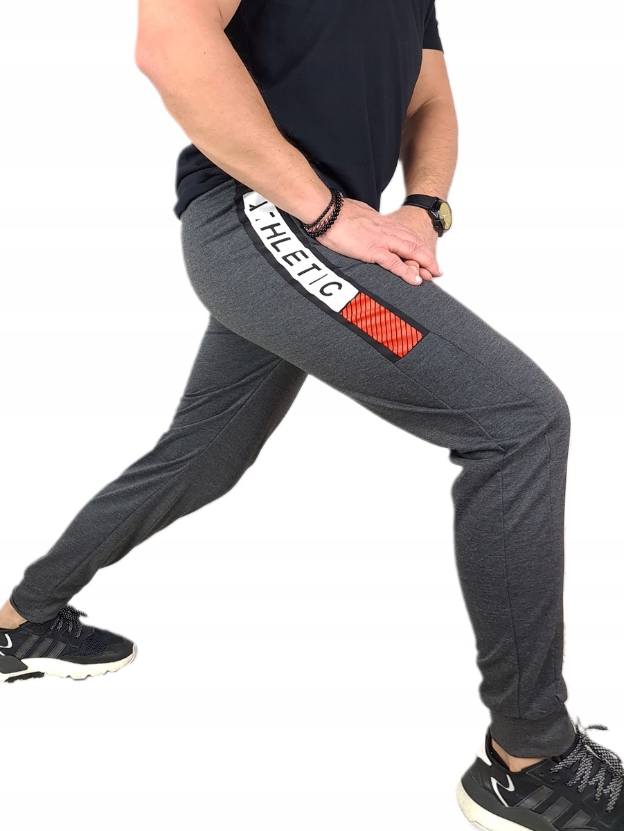 SPODNIE DRESOWE MĘSKIE DRESY modne JOGGERY kieszenie zamek bawełna, XL/XXL Kod producenta 728 - GRAFIT