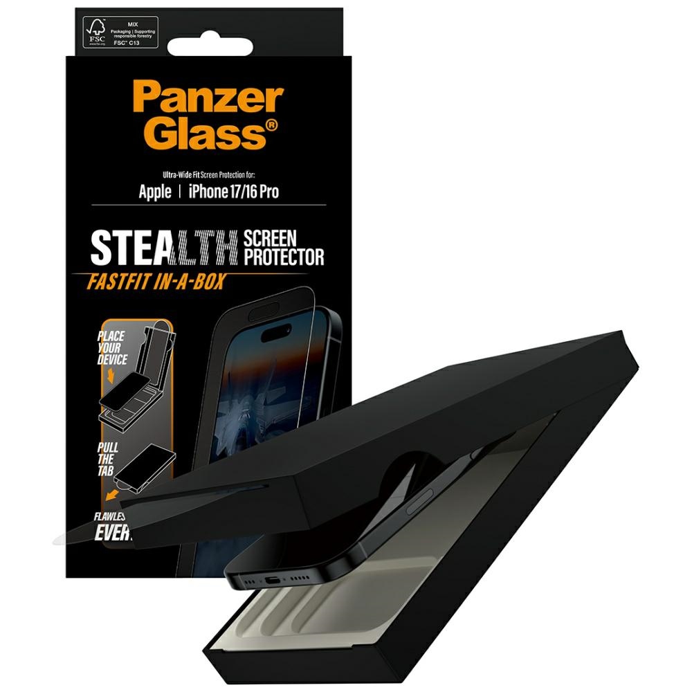 PanzerGlass Stealth Fastfit tvrzené sklo Aplikátor pro iPhone 17 16 Pro