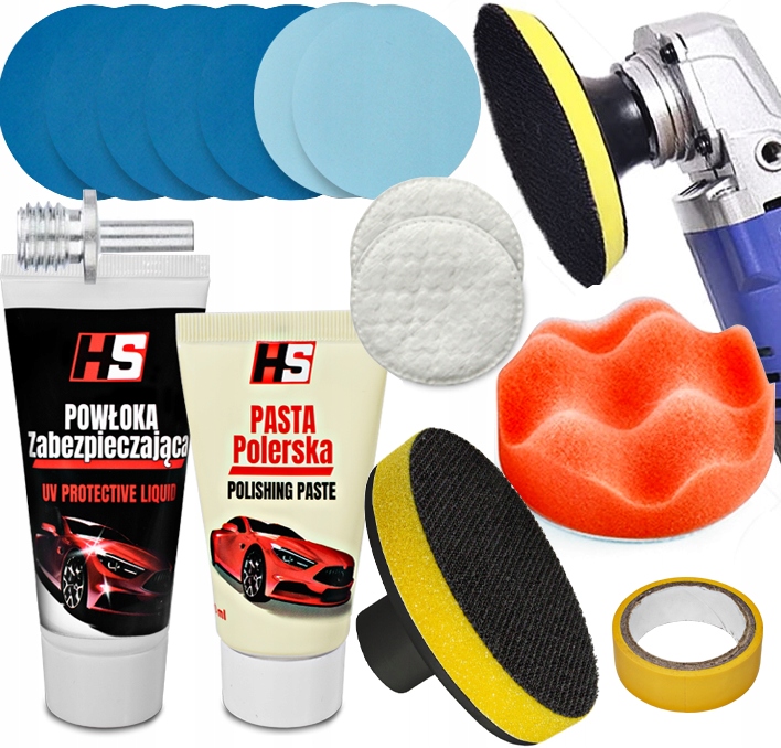 ZESTAW DO POLEROWANIA REFLEKTORÓW GĄBKA PASTA POWŁOKA ZABEZPIECZAJĄCA