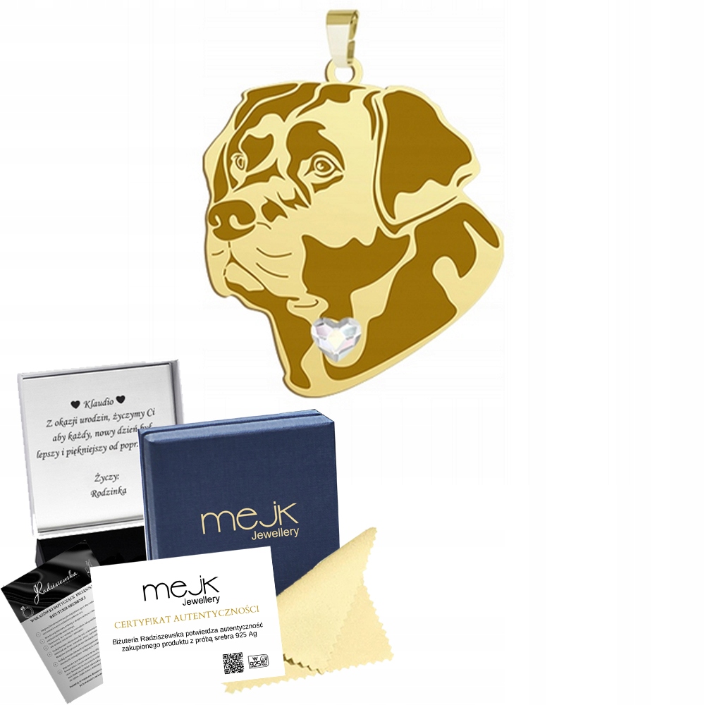 Zlatý přívěsek s labradorským retrívrem 925 Dárek Šperky Gravírování