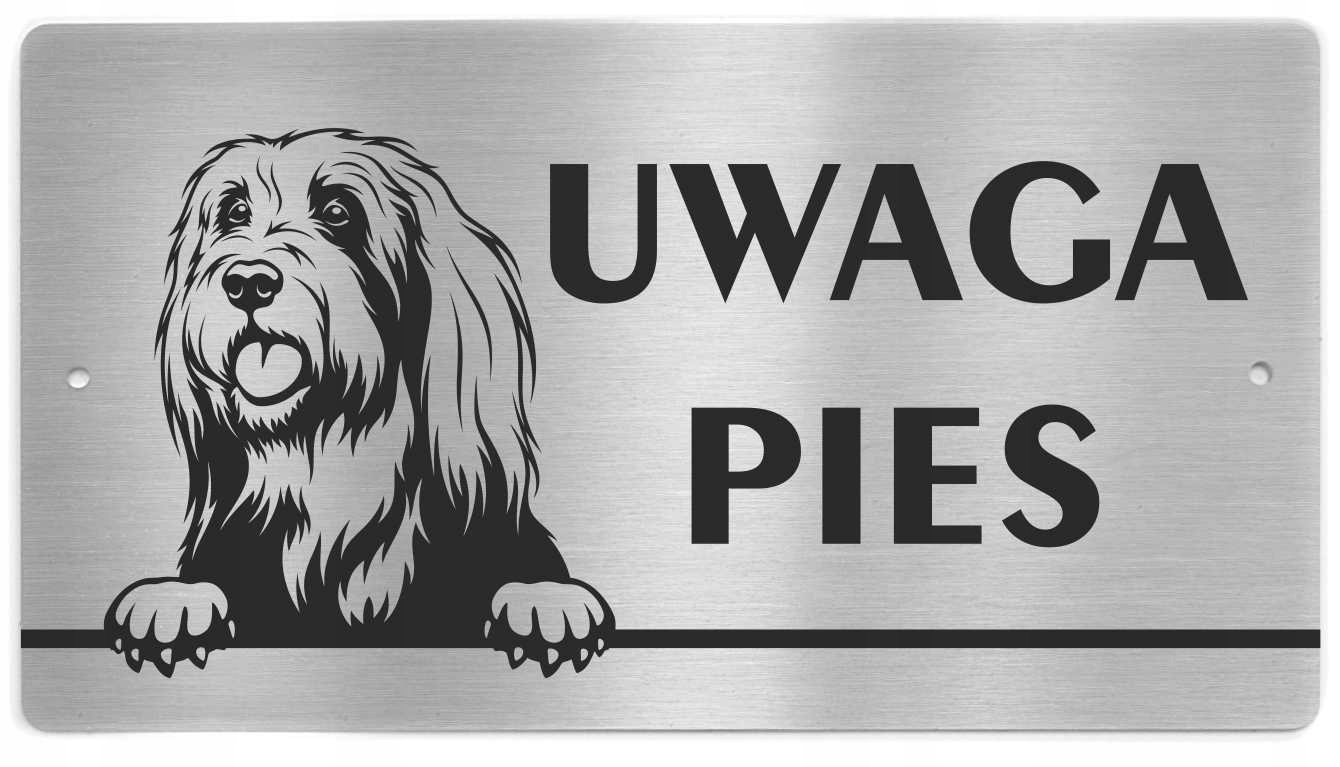 

Tabliczka Uwaga Pies stal inox Bearded Collie
